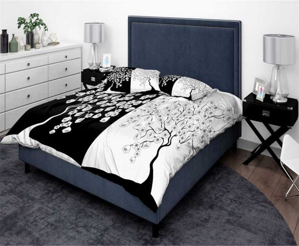 

bedding sets 2/3 pcs luxurious flower leaves duvet cover set black and white twin//king size couple 2 people bed comforter