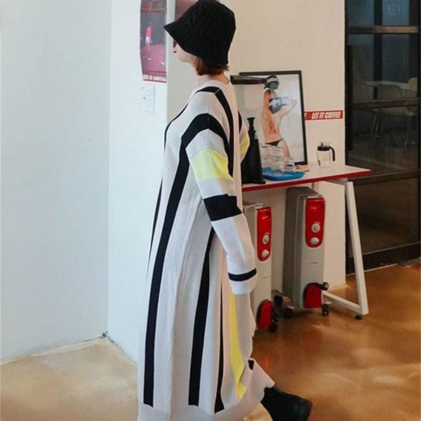 

casual dresses ladies long sleeve loose korea slim lady stripe sweater knitt autumn winter women ykg6, Black;gray