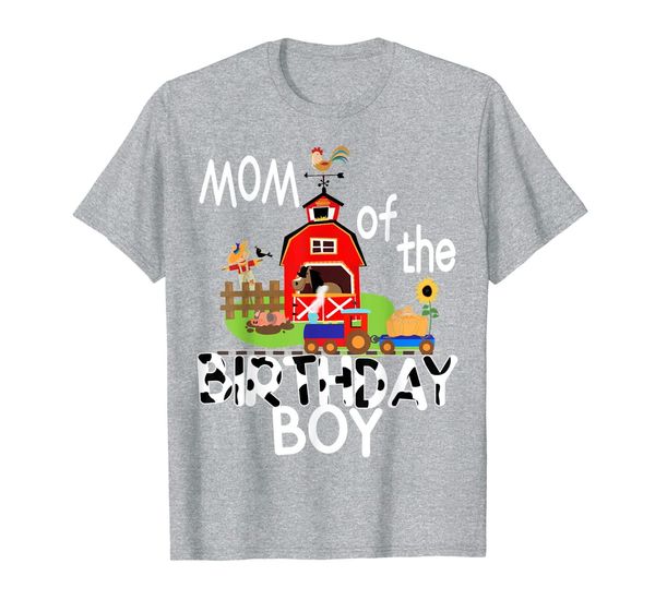 

mom birthday boy train farm party cow pig horse chicken t-shirt, White;black