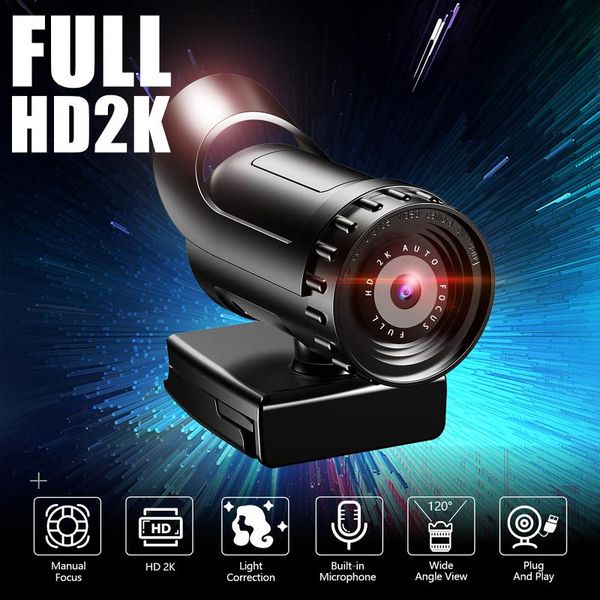 

webcams 1080p webcam camera built-in microphone computer high definition usb 2k focal drive-adjustable video online chatting
