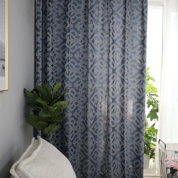 

curtain & drapes 2021 light luxury jacquard simple european-style lattice curtains for living dining room bedroom