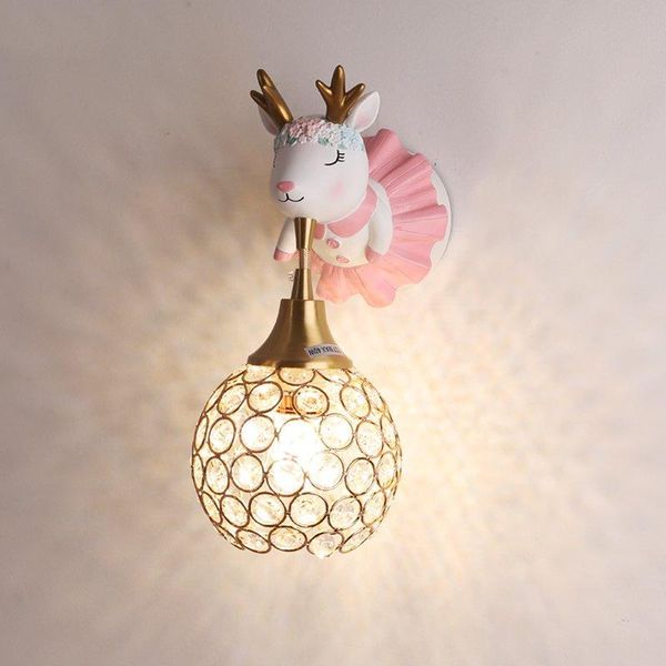 

creative cartoon deer elephant wall lamp boy girl house nordic simple bedroom children's room bedside decorative light