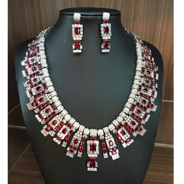 

earrings & necklace missvikki luxury gorgeous bridal ladies wedding jewelry sets with cubic zirconia stone party accessories dubai set, Silver