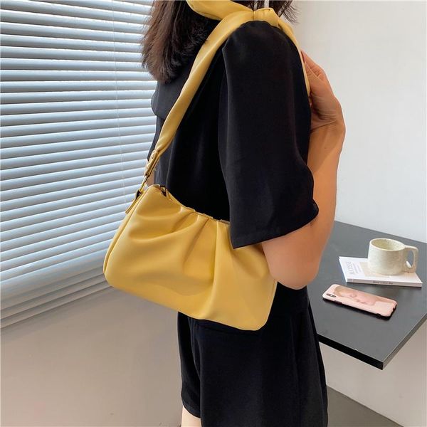 

evening bags small soft pu leather baguette women shoulder 2021 fold simple ladies handbags and purses female travel totes black