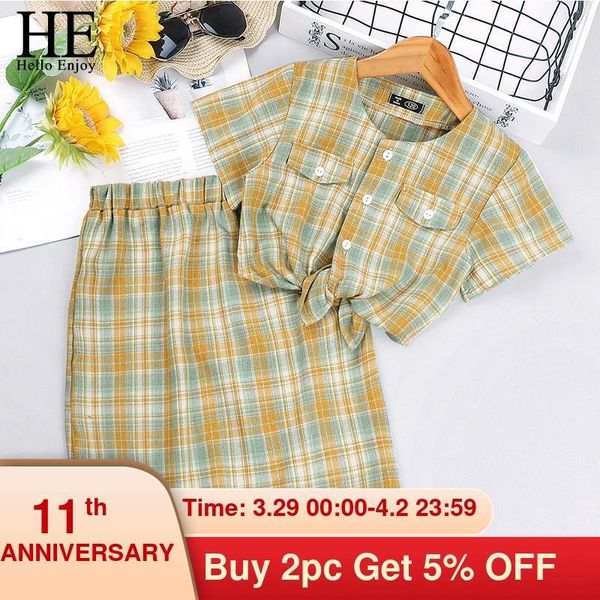 

hello enjoy dress for kids clothes set 2021 summer casual toddler girls t shirt+skirt 2 pcs outfit suit children clothing sets, White