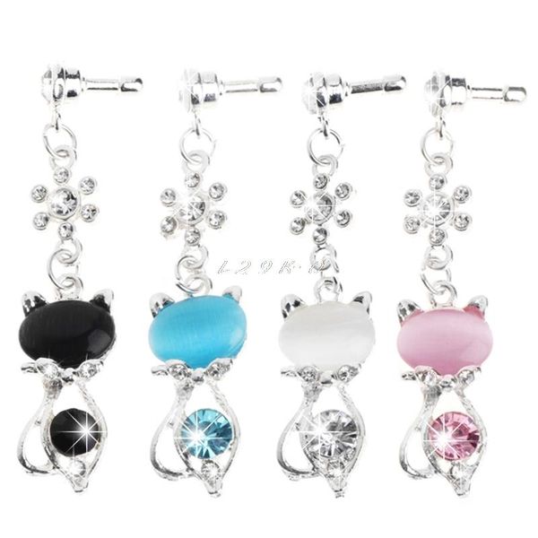 

cell phone anti-dust gadgets 3.5mm jack cat crystal dust anti earphone cap ser plug for 6