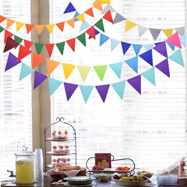 

party decoration 18flags colorful fabric garlands christmas felt bunting pendant flag for wedding birthday home hanging garland