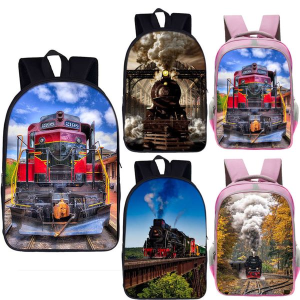 

designer schoolbagsteam locomotive / train print backpack children school bags for teenage train car daypack student lapbackpacks book bag