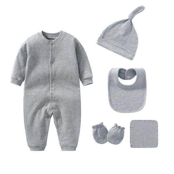 

clothing sets 6pcs baby boy jumpsuits fashion cotton solid born infant boys romper outfits clothes, White