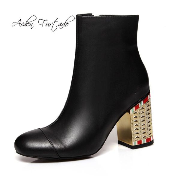 

boots arden furtado fashion women's shoes winter white ankle genuine leather crystal rhinestone matin 42 43, Black
