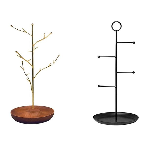 

jewelry pouches, bags 2pcs tree stand display earring necklace holder hanger rack organizer, Pink;blue