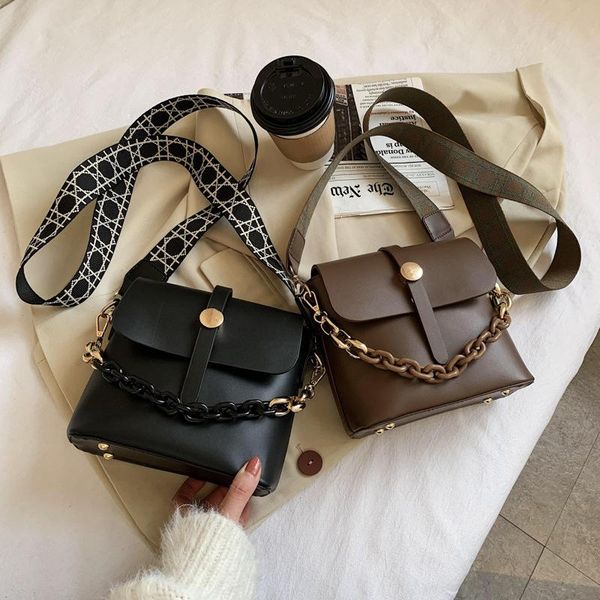 

net red bag women 2021 fashion simple broadband bucket retro single shoulder messenger evening bags