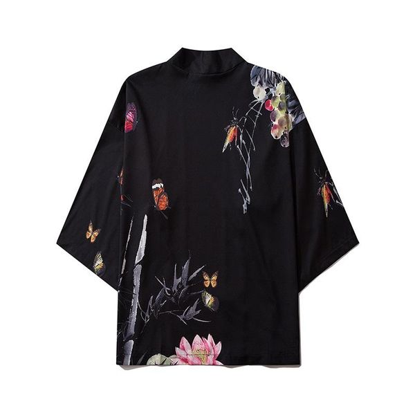 

chinese style print kimono casual women cardigan yukata japanese harajuku streetwear male black tradition asian clothes v2025 ethnic clothin, Red