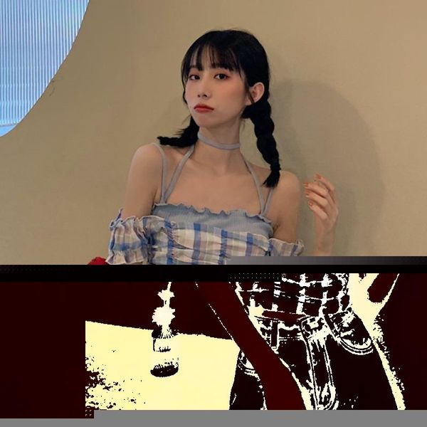 

women's blouses & shirts two pieces crop summer style korean clothes plaid off shoulder club slash neck clothing halter, White