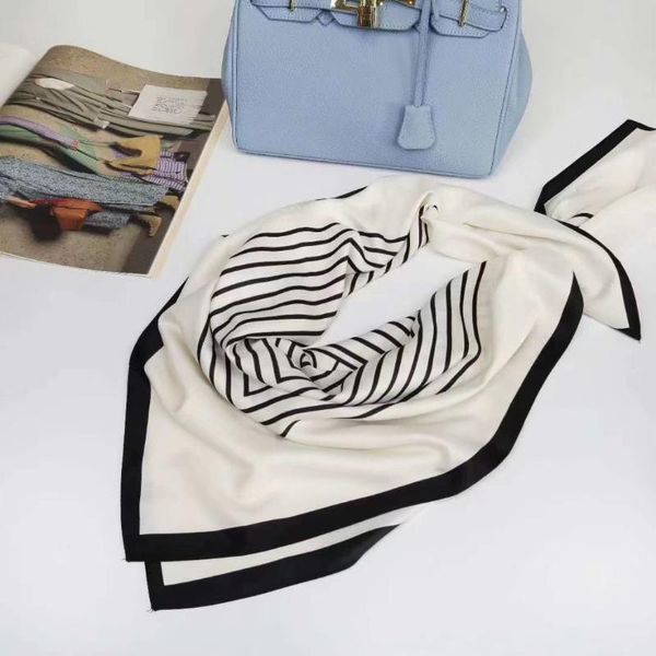 

scarves model northern european style simple elegant small square scarf korean ins silk professional neckerchief, Blue;gray