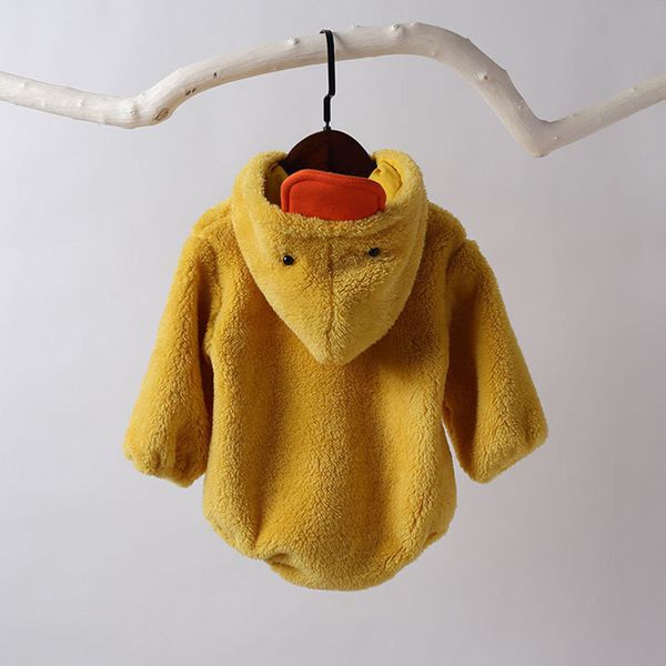 

baby boys girls romper yellow duck bebe infant clothing baby boy girl clothes cute flannel cartoon hooded jumpsuit costume, Blue