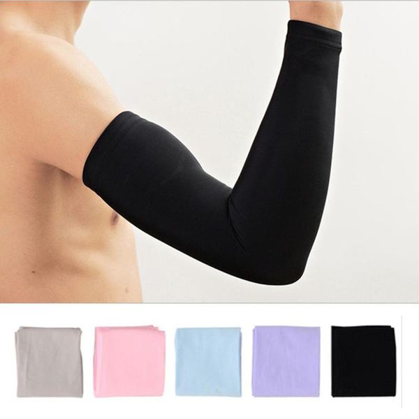 

elbow & knee pads men women cycling arm sleeve running bicycle cuff sun protection cover protective anti-sweat warmers 1 pair, Black;gray