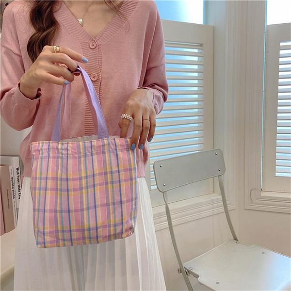 

evening bags plaid ladies reusable shopping bag fashion design women cotton shoulder lovely student girls small casual tote purse handbag