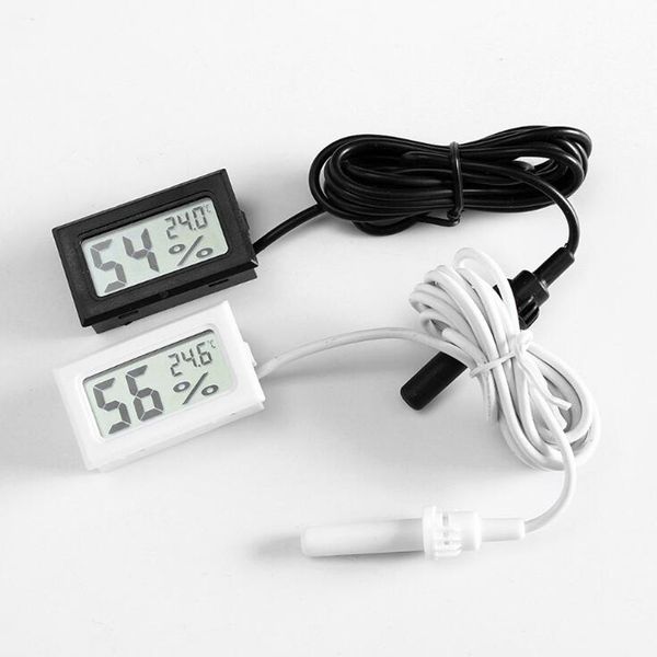 200 pcs mini termômetro LCD digital higrômetro temperatura medidor de umidade sonda branco e preto em estoque grátis navio