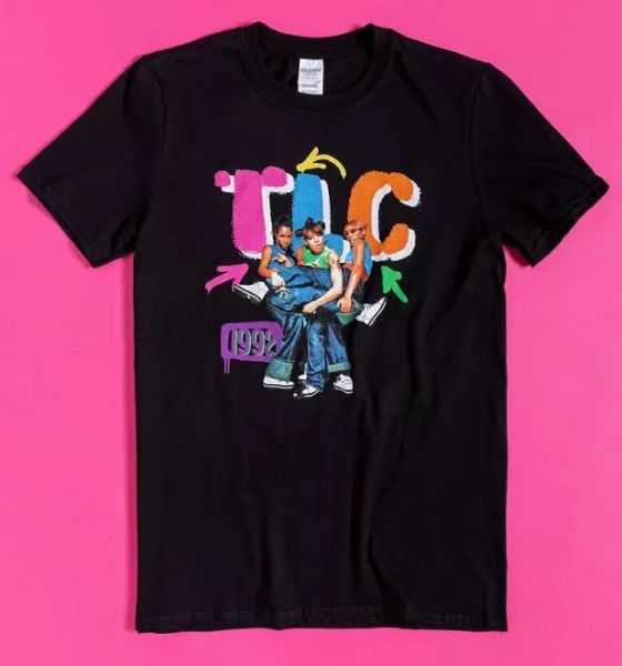 

official black tlc nineties t-shirt, White;black