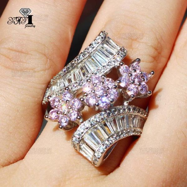 

wedding rings yayi jewelry princess cut 7.4 ct pink zircon silver color engagement heart girls party gifts 838, Slivery;golden