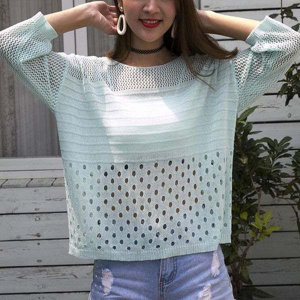 

summer hollow out pull womens sweaters knitted causal knitwear fashion jumper solid women pullovers korea female, White;black