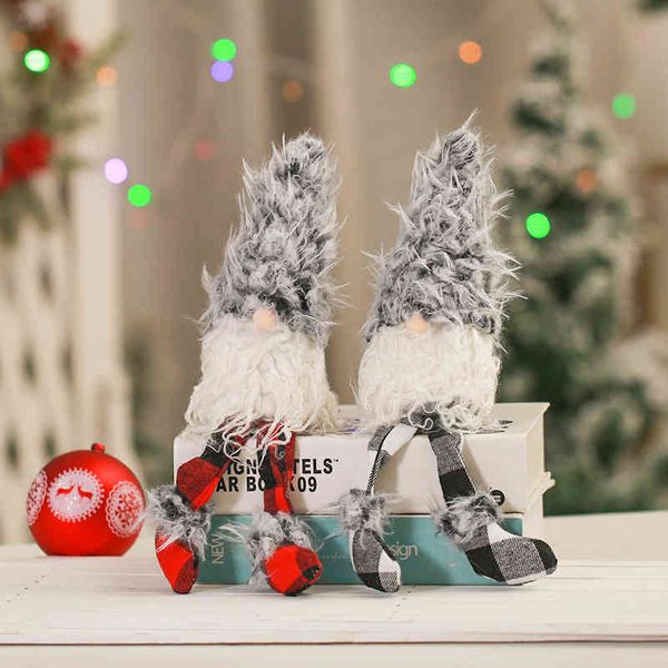 

christmas new ornaments wind plush faceless doll sitting posture long legged dwarf
