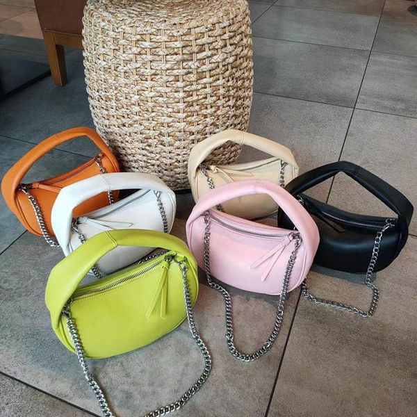 

evening bags 2021 leather green handbag small crowd simple bag chain slanting crossbag