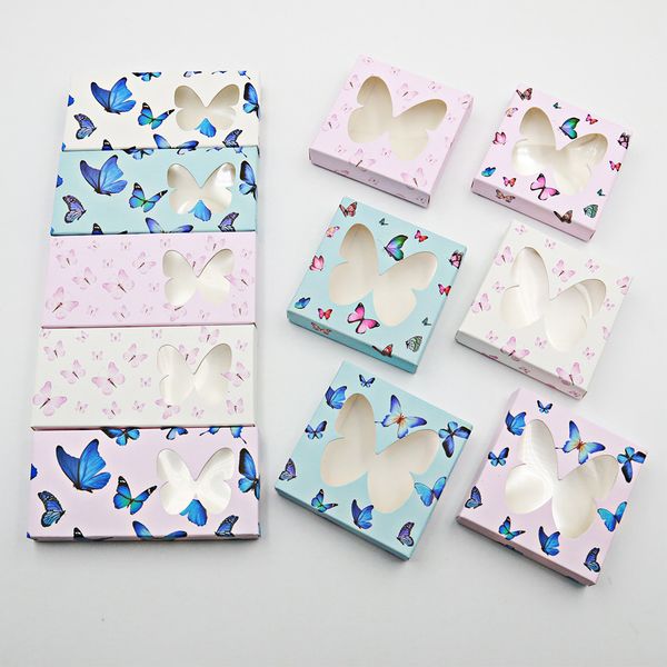 

butterfly paper eyelash packaging box lashes boxes marble design for 10mm- 25mm 3d mink eyelashes square case