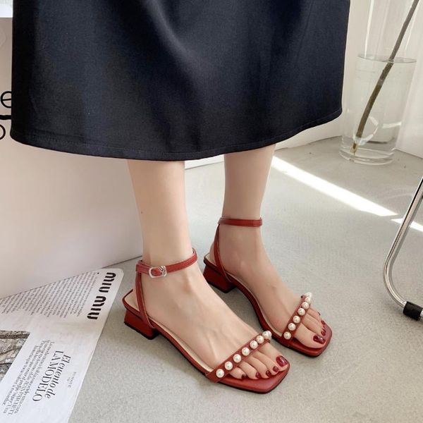 

sandals 2021 summer med comfort shoes for women luxury suit female beige all-match buckle strap espadrilles platform square toe, Black