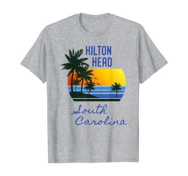 

retro cool hilton head island sc beach souvenir tshirt, White;black