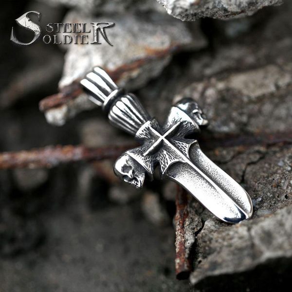 

cross men's christian stainless steel pendant chain necklace jewelry necklaces, Silver