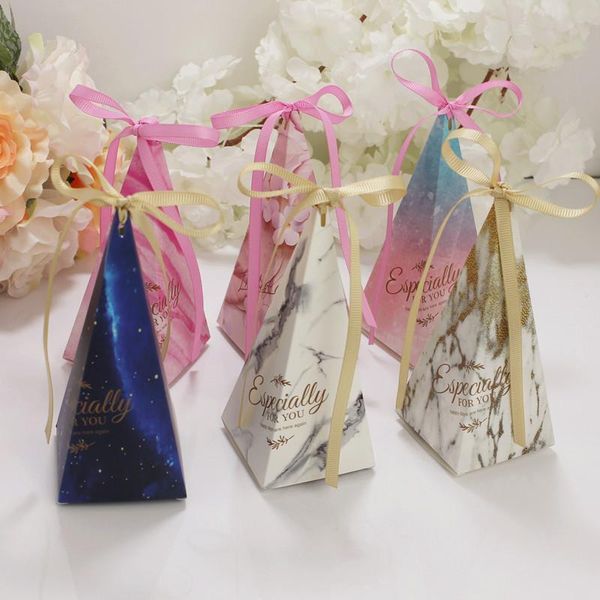 

gift wrap 5pcs triangular pyramid box marble candy boxes wedding favors cone chocolate cookie birthday party packaging supplies