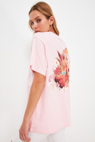 

women's t-shirt trendyol printed knitted twoss21ts3945, White