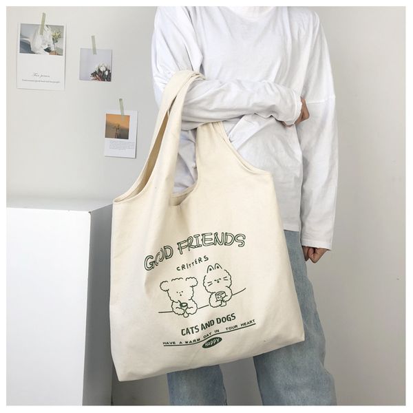 

hbp fashion lady shopping bag large capacity all-match canvas shoulder bag trend student school bags