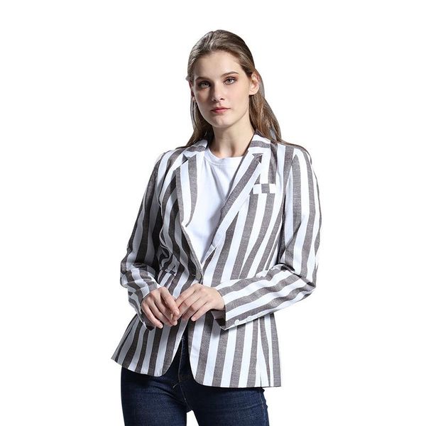 

spring and autumn women's fashion striped small suit european american trendy temperament jacket suits & blazers, White;black