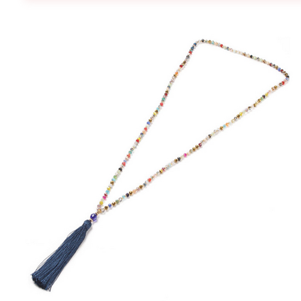 

pendant necklaces colorful crystal beads fringed necklace, women's fashion jewelry, holiday gifts, Silver