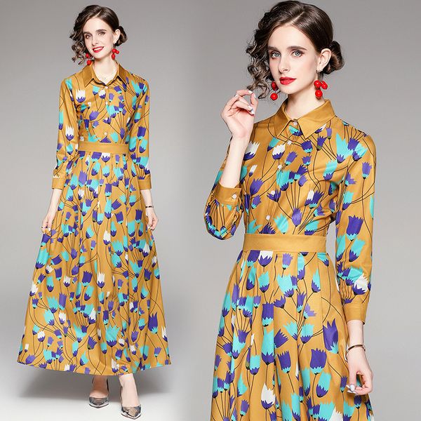 

long skirt 2021 autumn positioning print dress, Black;gray