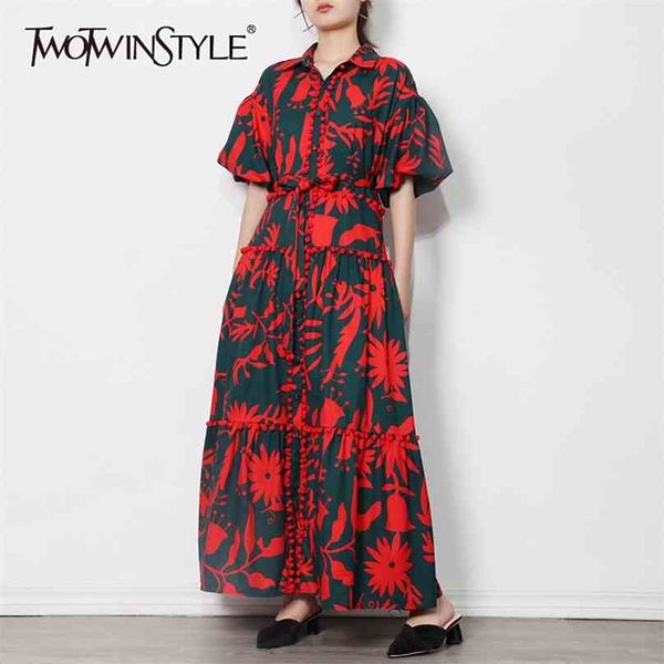 

print lace up dress female lapel puff sleeve high waist vintage midi dresses for women fashion clothing 210520, Black;gray
