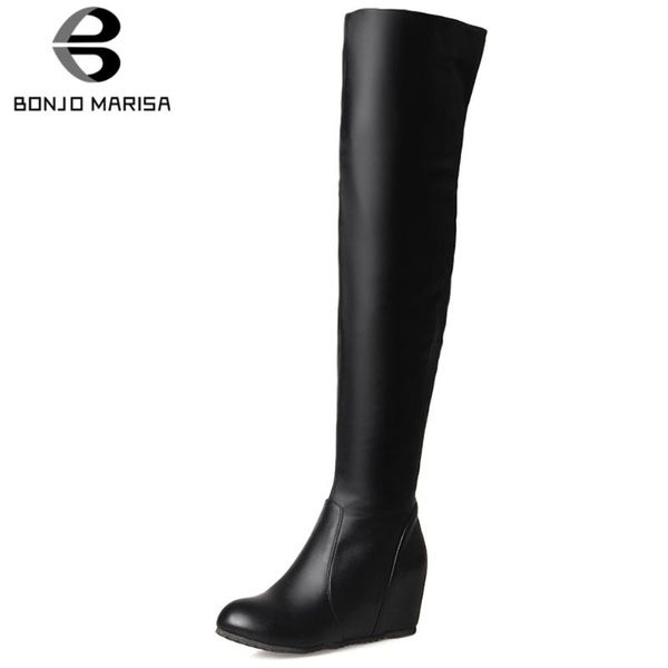 

boots bonjomarisa big size 34-43 girl elegant ladies height increasing women fashion black over the knee party shoes woman