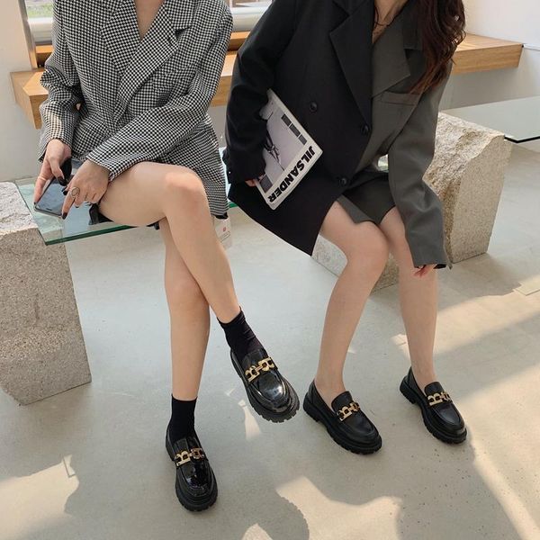 

dress shoes 2021 spring autumn fashion chain pumps women mary jane slip-on casual mid heels platform designer ladies, Black
