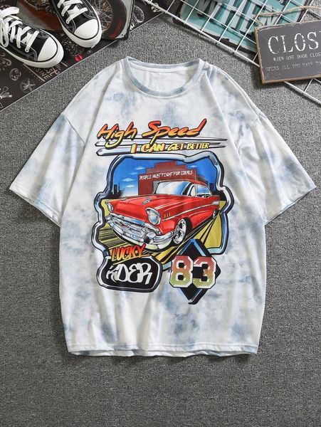 

men car & letter graphic tee w7mv#, White;black