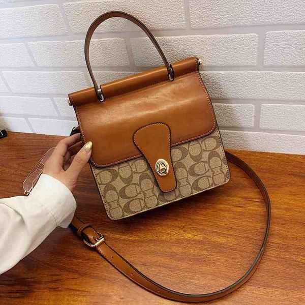 

2021 spring and summer camellia women's fashion texture square small fresh one shoulder portable messenger bag