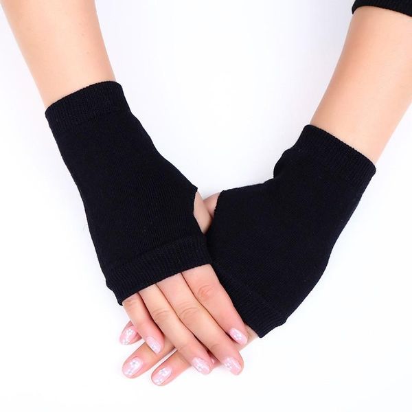 

five fingers gloves 1 pair women cashmere fingerless warm winter thumb hole hand wrist warmer mittens fashion sun block cuff, Blue;gray