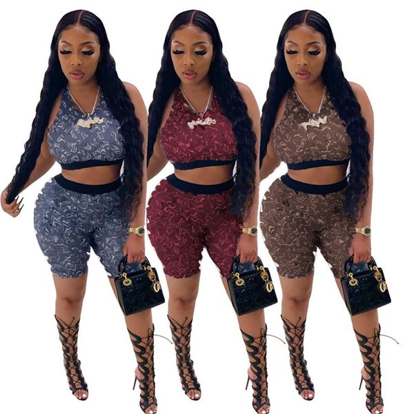 Atacado Verão Womens Tracksuits Sleeveless Sweat Cours Outfits 2 peças Set Mulheres Roupas Casuais Sportswear Sport Terno Venda KLW6445