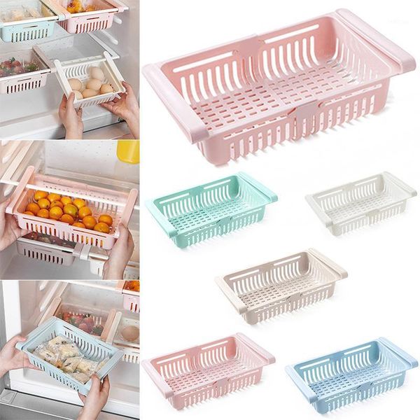 

storage bottles & jars retractable drawer type refrigerator container box food fruit organizer basket fridge bins dc156