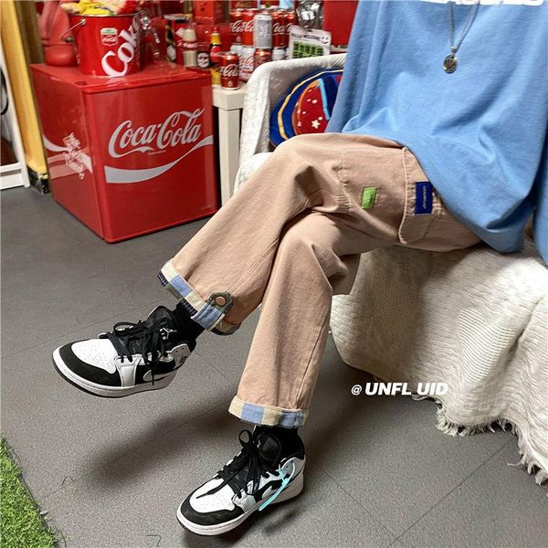 

men's pants men overalls running harajuku print basic teens streetwear casual workout trouser loose hip hop unisex, Black