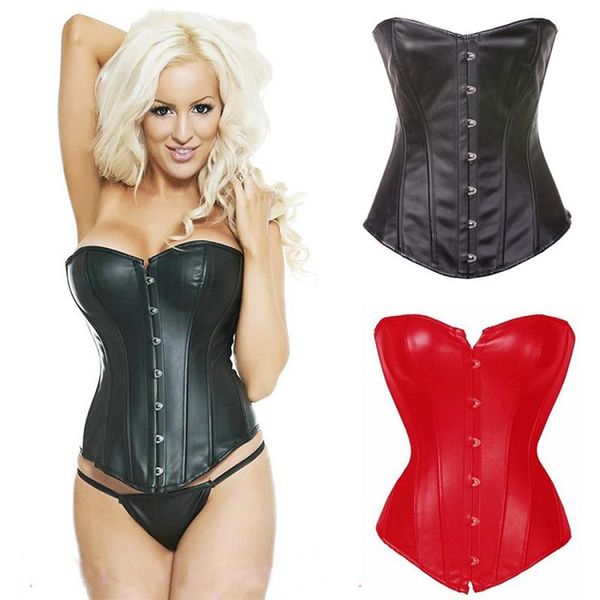 

women's shapers lady pu leather tightening corset adjustable buckle push-up chest abdomen shapewear women female shaper fashion 2021, Black;white