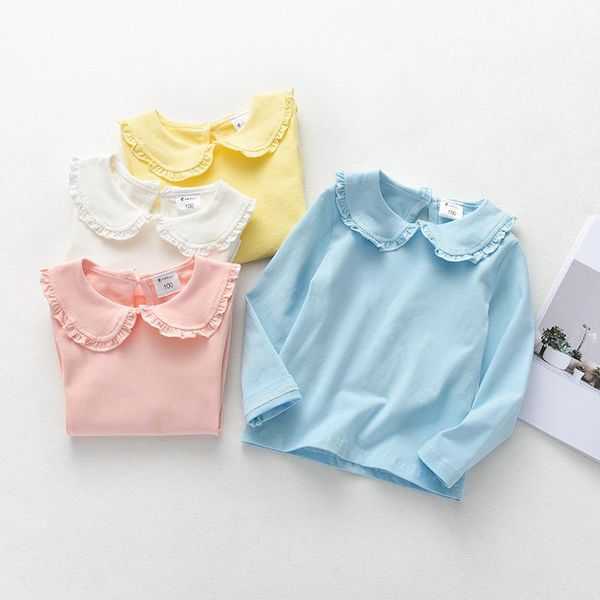 

autumn sweatshirts baby girls brand clothes stripe lace edge toddler girl outfits t-shirts, Blue