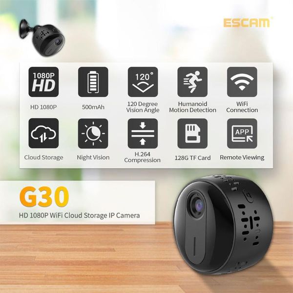 

mini cameras escam g30 wifi ip camera hd 1080p wireless indoor nightvision two way audio motion detection baby monitor v380 pro